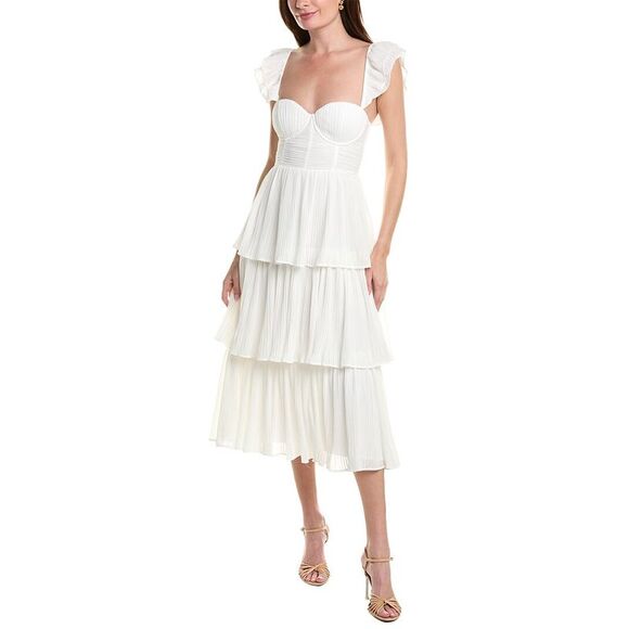 rachel parcell pleated dress Rachel Parcell Corset Pleated Midi Dress, 10 / White